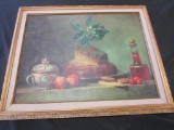 25 inch X 22 inch Oil Print of Bread & Fruit