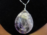 18 inch 925 Silver Chain with Purple Glass Pendant