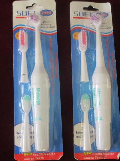 Lot of 2 Massage Soft Tooth Brushes NIB