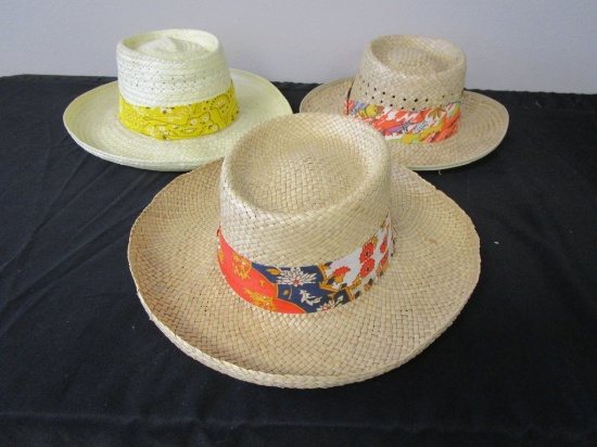 3 Straw Hats w/ Bright Bands L/XL