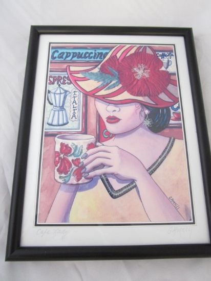 Georgina Morelli signed & titled Cafe Lady print.