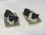 Lot of 2 Sandicast Chihuahua laying on newspaper