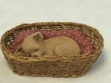 Vintage Sandicast Chihuahua Dog Figurine in Basket