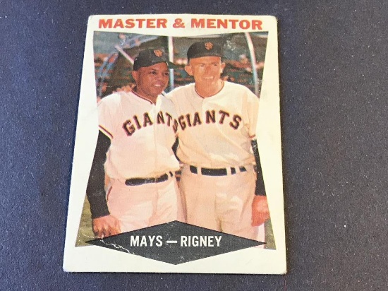 #7 MAYS/RIGNEY 1960 Topps Baseball Card