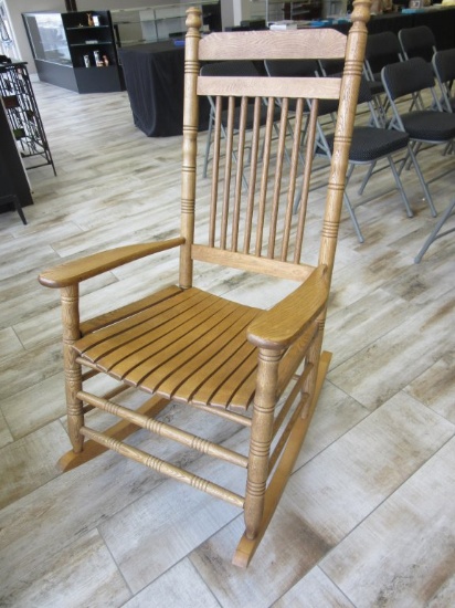 Large Oak "Cracker Barrel" Rocking Chair