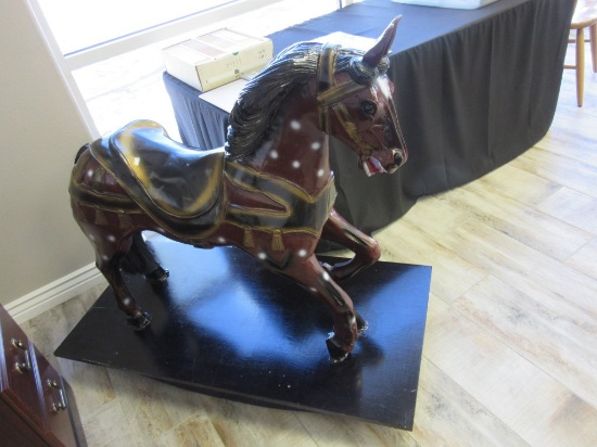 Beautiful Resin Rocking Horse on Black Platform