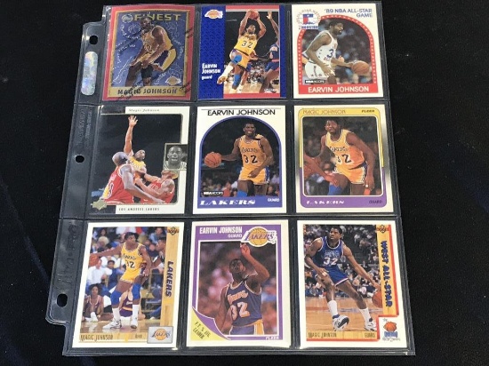 MAGIC JOHNSON Lot of 9 Basketball Cards