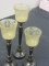 Lot of 3 Metal & Glass Candle Holders