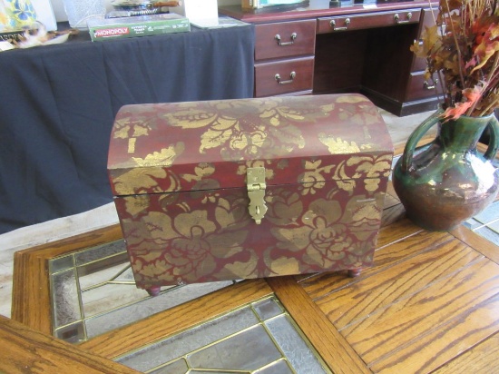 19 X 11 X 14 inch Burgundy & Cream Trunk