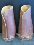 Lot of 2 Vintage Leather Equestrian Gaiters