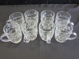 Lot of 8 Glass 5 inch Beer Steins