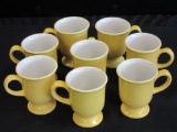 Lot of 8 Yellow & White 4.5 inch Coffee Mugs