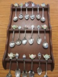 18 inch Wood Shelf with 18 Collector Spoons