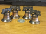 Lot of 4 Copper Tone Liberty Bells & 1 Coin