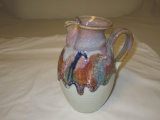 Artist Signed Hand painted pottery Vase Pitcher 9