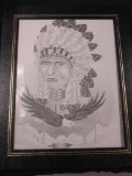 13 X 11 Penciled Indian Sketch in a Frame