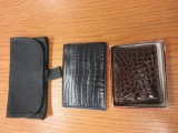 Lot of 2 Alligator Wallets & 1 Canvas Coupon Pouch