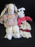 Lot of 2 - 28 inch Stuffed Bunny & 24 inch Cow