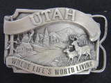 Utah Where Life's Worth Living Metal Belt Buckle