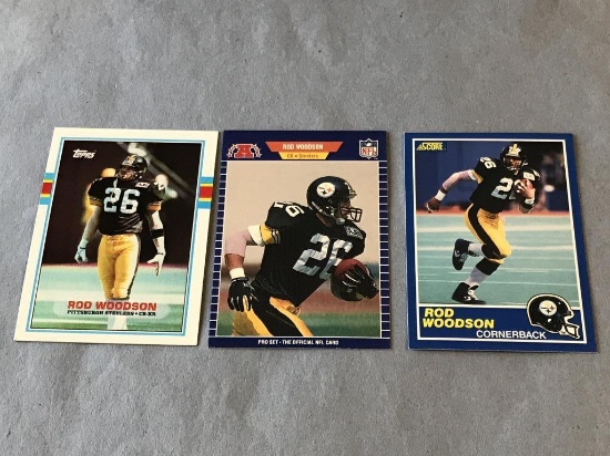 ROD WOODSON Lot of 3 Football ROOKIE CARDS