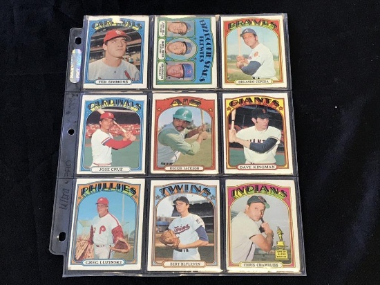 1972 Topps Baseball Cards Lot of 9 Stars & HOF