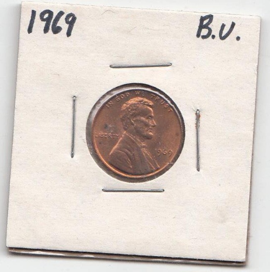 1969 Lincoln Cents, Memorial Reverse B.V.