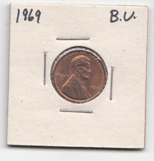 1969 Lincoln Cents, Memorial Reverse B.V.