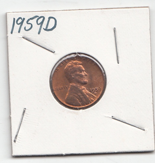 1959-D Lincoln Cents, Memorial Reverse B.V.