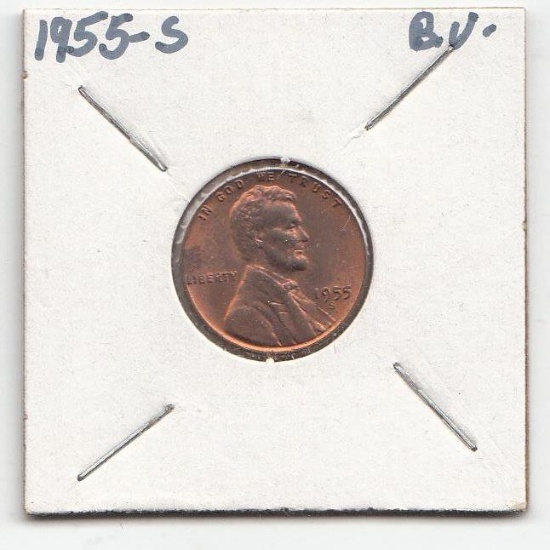 1955-S Lincoln Cents, Wheat Reverse B.V.
