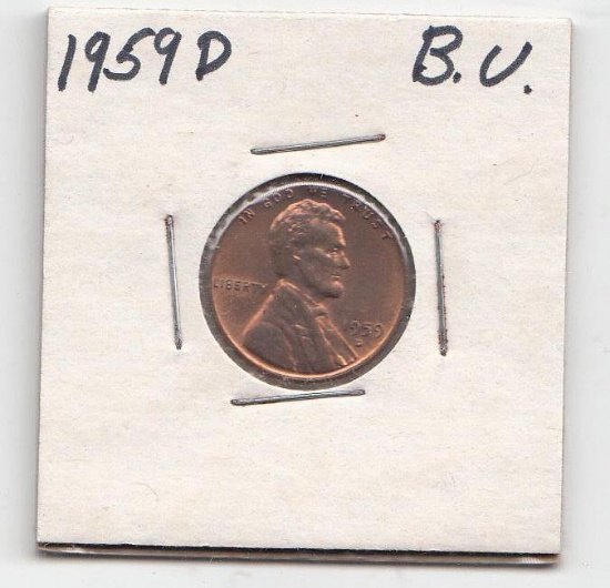 1959-D Lincoln Cents, Memorial Reverse B.V.