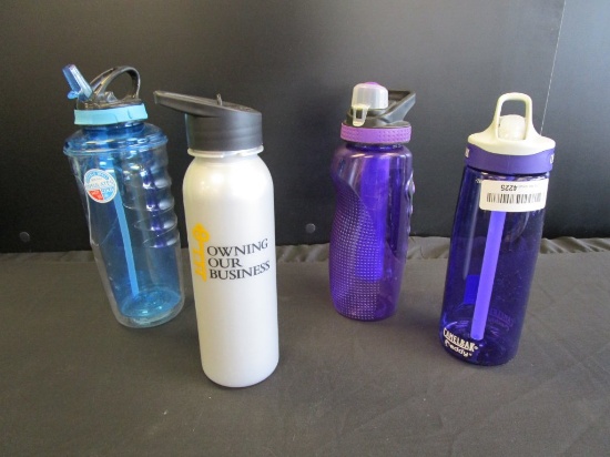 Lot of 4, Plastic Reusable Water Bottles