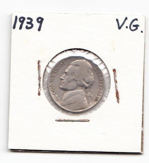 1939 Jefferson Five Cents 5C V.G.