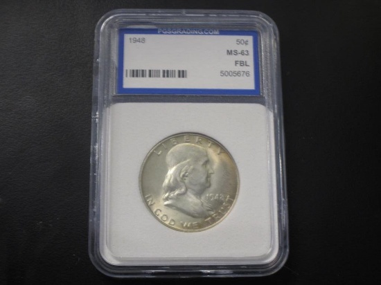 Graded 1948 Franklin, Half Dollar MS-63 FBL