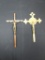Lot of 2, Hanging Metal Crucifixes