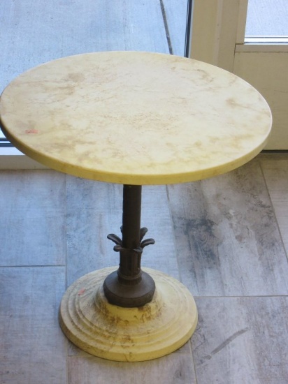18 inch Vintage Marble & Wrought Iron Side Table