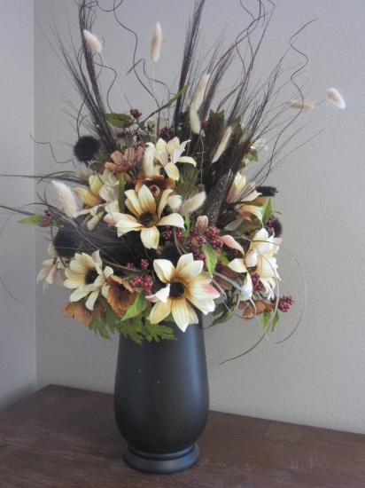 31 inch Artificial Flowers in a Black Vase