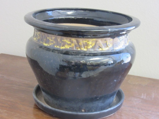 9 X 11 inch Ceramic Black Plant Pot