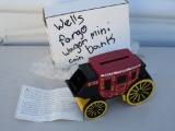 1998 Wells fargo wagon mini coin bank with key