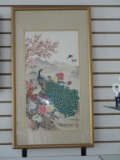 Vintage Signed Chinese Peacock Print