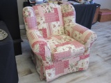 Pink Patchwork Swivel Rocking Chair