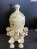 23 inch Stoneware Drinking Dispenser with 6 Cups