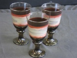 Lot of 3 Brown & Orange 7 inch Water Glasses