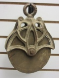 Vintage Cast Iron & Wood Pulley