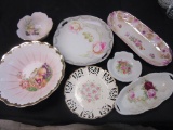 Lot of 7 Vintage Floral Dishes