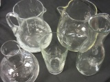 Lot of 5 Glass Pitchers & Carafes