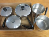 Lot of 5 Revere Ware Pans, 3 with Lids