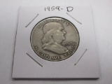 1959-D Ben Franklin Silver Half Dollar