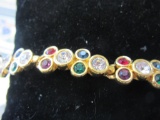 7 inch Gold Tone Colored Stone Bracelet