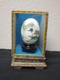 Vintage Hand Painted Oriental Egg in Shadow Box