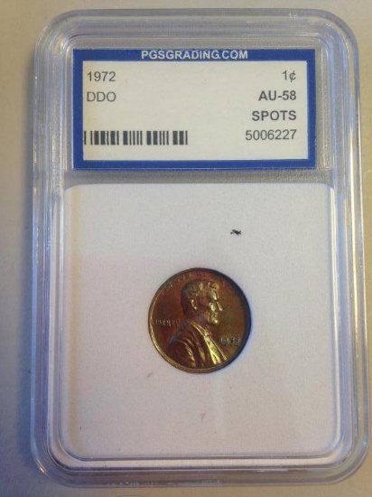 Graded 1972 Lincoln Cents DDO 1C AU-58
